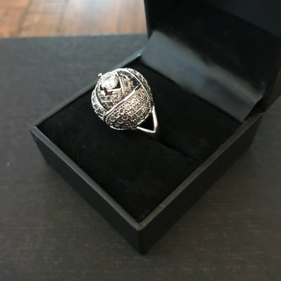 Rose Accent Sterling Statement Ring - Picture 4 of 7